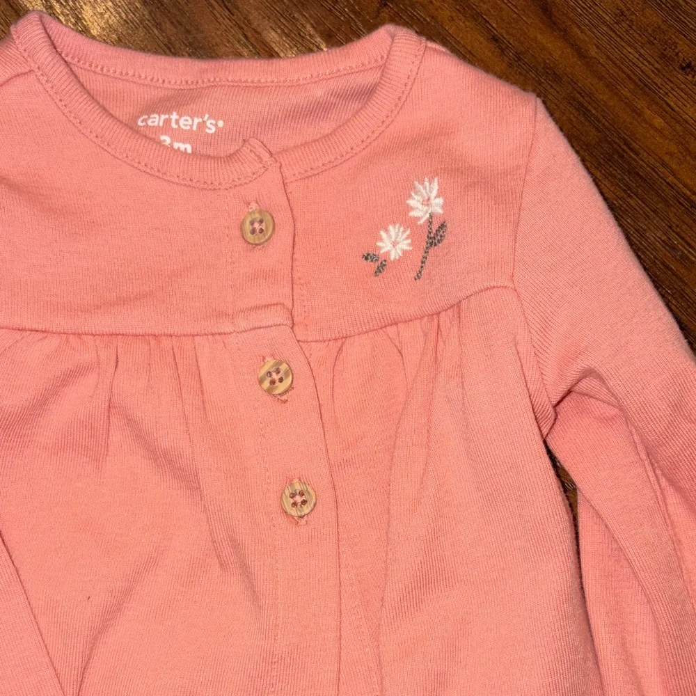 Carter's Coral Cardigan and Green Bodysuit Set